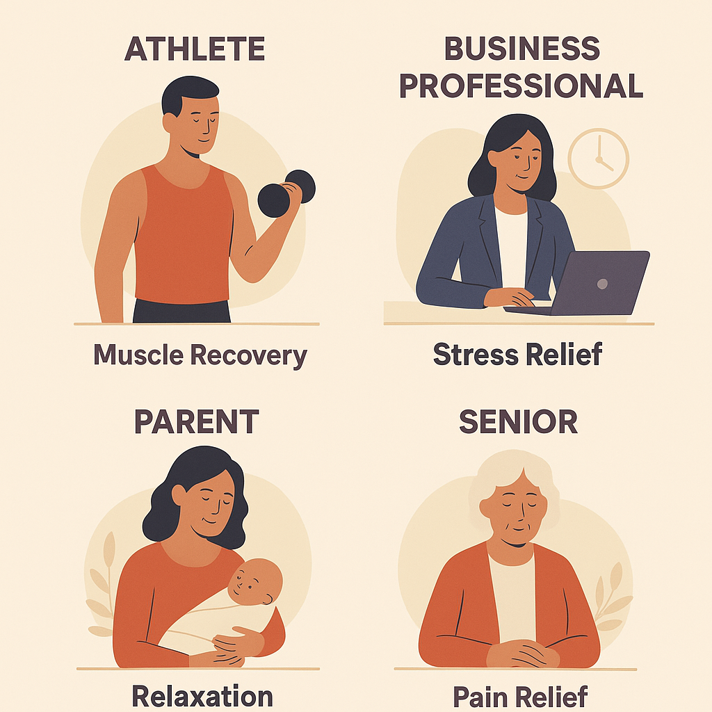 An infographic showing the benefits of custom massage therapies for different lifestyles